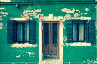 Burano Adası, Venedik geleneksel bir evde detay