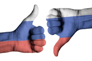 İnsan erkek eli Rus bayrağı