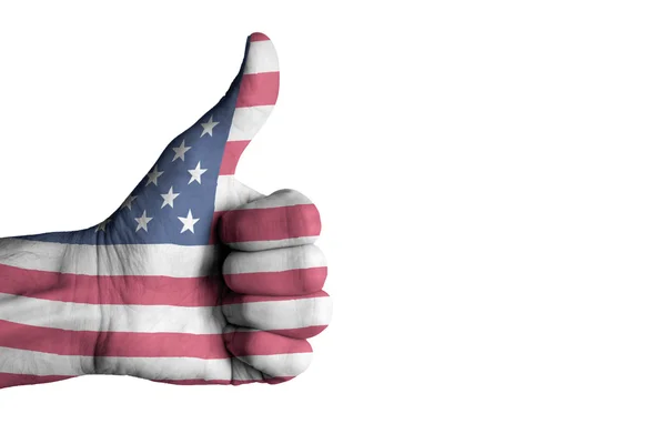 USA flag on human male hand — Stock Photo, Image