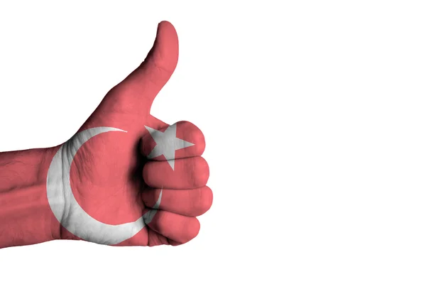 Флаг Турции на мужском пальце руки вверх — стоковое фото