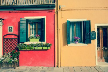 Burano Adası, Venedik geleneksel bir evde detay