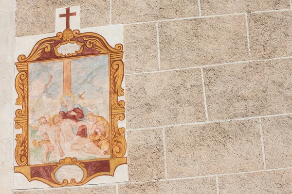 Val Funes Italien September 2017 Fresco Från Magdalena Lilla Kyrka — Stockfoto