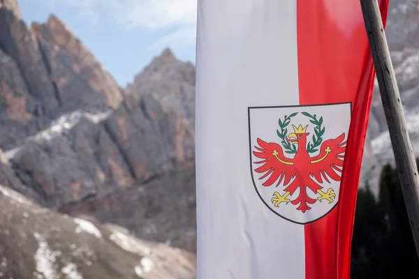 Fundos Itália Setembro 2017 Bandeira Regional Vermelha Branca Alto Adige — Fotografia de Stock