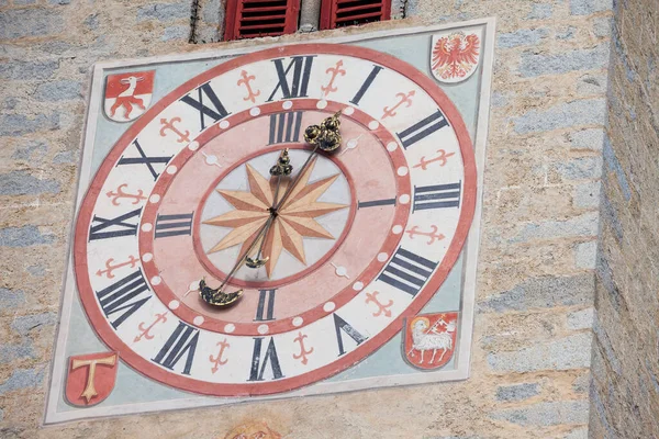 Naz Sciaves Italy October 2019 Recently Restored Clock Sundial Painted — Stock Photo, Image