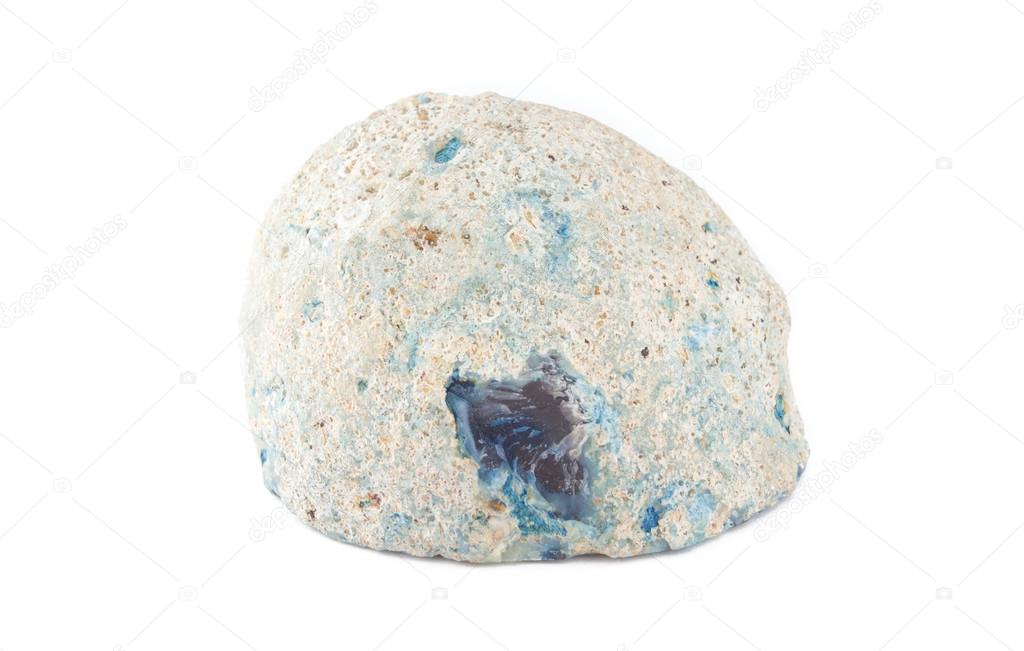 Blue geode: external view in white background