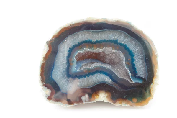 Section of a white and blue geode in white background — Stock Photo, Image