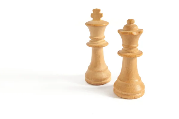 Král a královna z bílého sady (šachy) v bílém pozadí — Stock fotografie