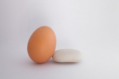 egg and stone in gray background clipart