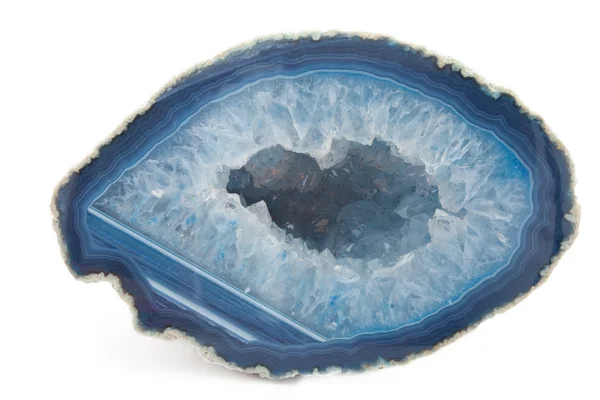 Beyaz arka planda mavi akik