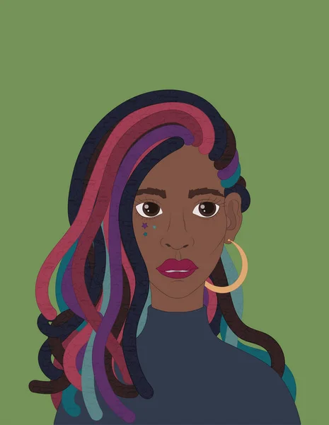 Belleza modelo de moda con rastas multicolores — Vector de stock