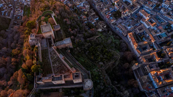 Granada Spanien December 2020 Flygfoto Över Alhambra Palace Sabikah Hill — Stockfoto