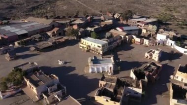 Aerial view of the Fort Bravo western Village  in the Tabernas desert Spain 