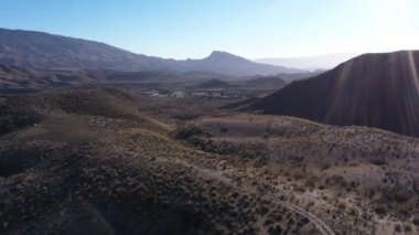 Aerial view of the Fort Bravo western Village  in the Tabernas desert Spain 