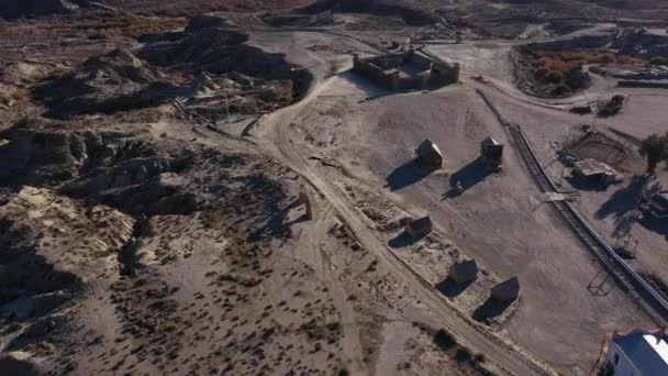 Vista Aérea Del Pueblo Occidental Fort Bravo Desierto Tabernas España — Vídeos de Stock