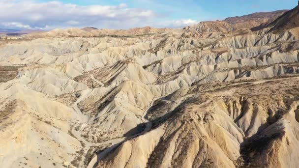 Vista Aérea Del Desierto Tabernas Almería Andalucía España — Vídeo de stock