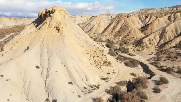 Vista Aérea Del Desierto Tabernas Almería Andalucía España — Vídeo de stock