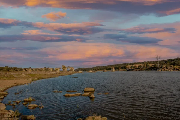 Río Fronterizo Guadiana Entre Elvas Portugal Olivenza España Histórico Puente — Foto de Stock