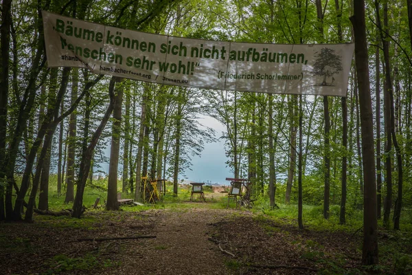 Details View Nature Conservation Activists Protest Camp Hambach Forest — Foto Stock