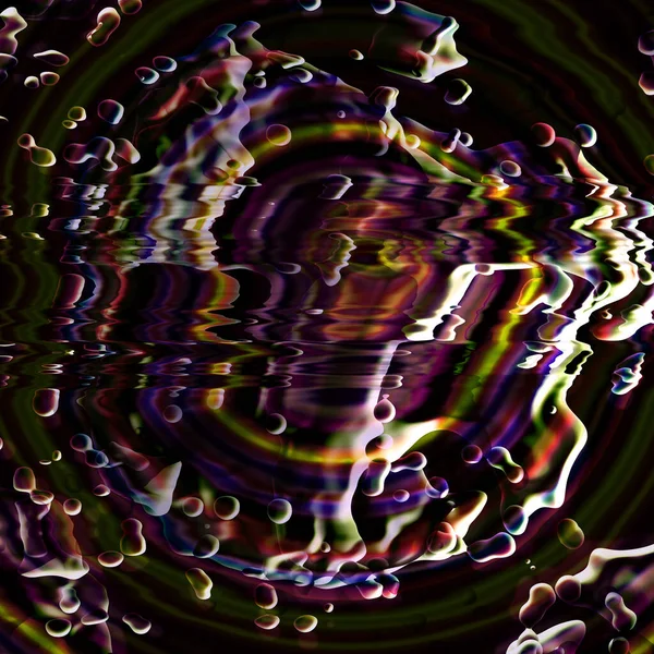 喜庆五彩缤纷的圆形3D渲染 抽象的党的能量辉光波 动态形状 液体溅射液体表面 金属反射 深奥的光环 — 图库照片