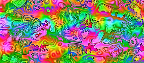 Kleurrijke Psychedelische Golvende Stam Aan Muur Gebogen Hippie Lijnen Achtergrond — Stockfoto