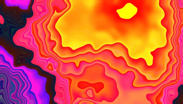 Parlak renkli parlak 3D çizimler neon şekiller, psikedelik şekerler üst üste binen sarı kırmızı ve mor pembe desenler.