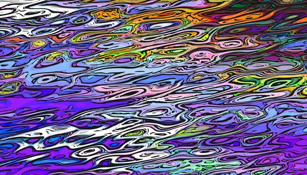充满活力的领带色彩艳丽的波浪形设计 嬉皮士设计 梦幻超现实的迷幻背景 — 图库照片