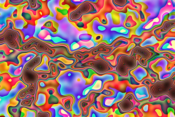 Levendige Glanzende Kleurrijke Partij Hippie Illustratie Fractal Gesmolten Vormen Psychedelische — Stockfoto