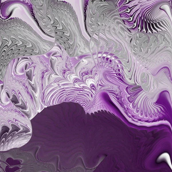 Piękny Fioletowy Szary Fraktalny Surrealistyczny Design Elegancka Ozdoba Kręgami Spiralami — Zdjęcie stockowe