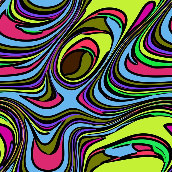 Cartoon Colorful Psychedelic Wavy Seamless Pattern Kids Curved Lines Background — Stock Photo, Image