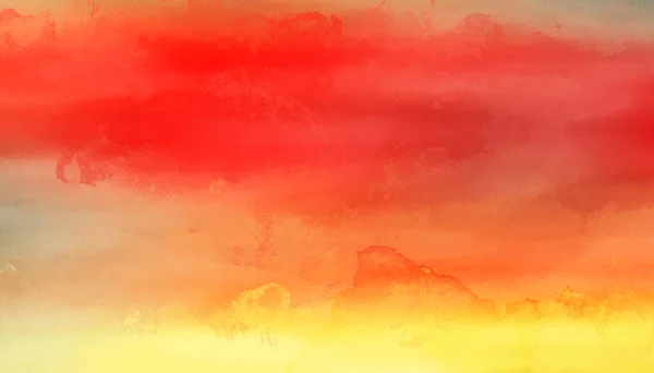 Винтажная Акварель Красном Желтом Фоне Летнее Небо Восхода Солнца — стоковое фото