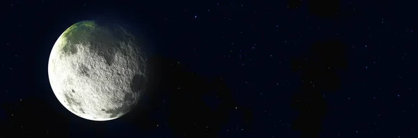 Dunkle Illustration Mond Oder Planet Auf Tiefblauem Sternenhintergrund — Stockfoto