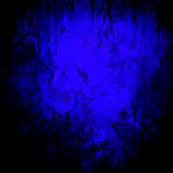 Grunge Φρίκη Ανατριχιαστικό Μπλε Νύχτα Φόντο Μαύρα Σύνορα Ρίζες Απόκριες — Φωτογραφία Αρχείου