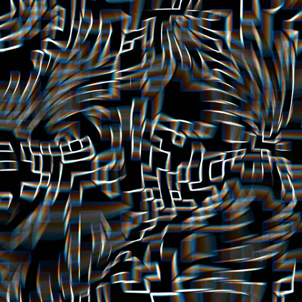 Quadratisches Neon Glitch Muster Nachtclub Mystischer Strahl Magische Helle Maschenlinien — Stockfoto