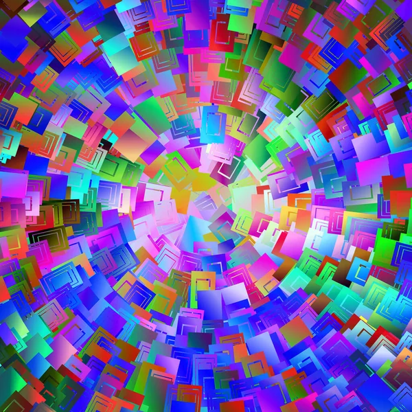 Abstract Kleurrijke Overlappende Tegels Een Concentrische Cirkel Retro Regenboog Mozaïek — Stockfoto