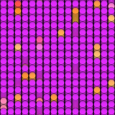 Çizgi film pembe halkalar dikey olarak bozuk para gibi dizilmiş, pop sanatının kusursuz deseni