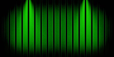 Dikey neon yeşil ve siyah çizgiler, iki ışıklı yer, çerçevelenmiş şerit tasarımı, sınırda daha koyu
