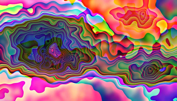 Ζωντανό Πολύχρωμο Φωτεινό Εικονογράφηση Νέον Χρώματα Κυματιστά Σχήματα Ψυχεδελική Καραμέλα — Φωτογραφία Αρχείου