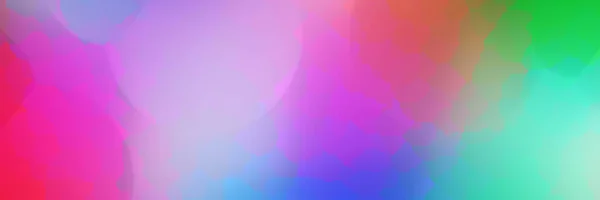 抽象的なグラデーション虹ボケの背景に多角形のネオン形状 ピンク 緑のバナーデザイン — ストック写真