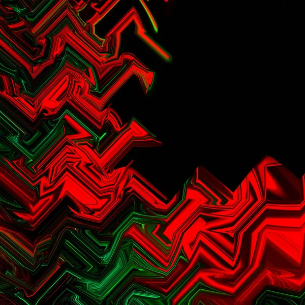 Abstract Groen Rood Techno Gebroken Lijn Geometrische Vormen Zwarte Achtergrond — Stockfoto
