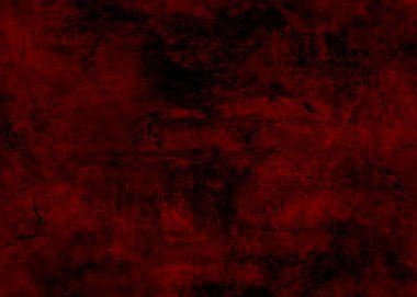 Koyu kırmızı korku çatladı ve duvar arkasını tırmaladı. Doku ve sıkıntılı grunge siyah gotik lekeler.