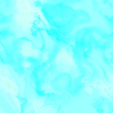 Boya lekeleri ve dikey bulanık beyaz çizgileri olan soyut mavi ve beyaz suluboya arka plan grunge kenarlı dağınık arkaplan çizimi