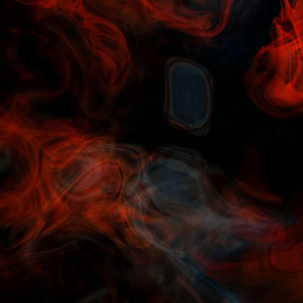 Abstract red gray smoke swirls on black background, mist ash design