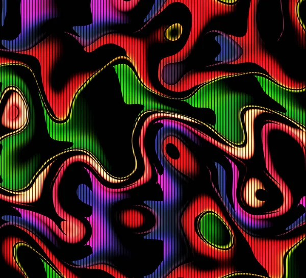 Psychedelic Abstrak Coretan Dinding Fluorescent Desain Bergelombang Ulang Tahun Dalam — Stok Foto