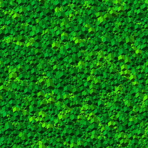 アブストラクト明るい緑のキューブ幾何学的なシームレスパターン 3Dイラストの背景 — ストック写真