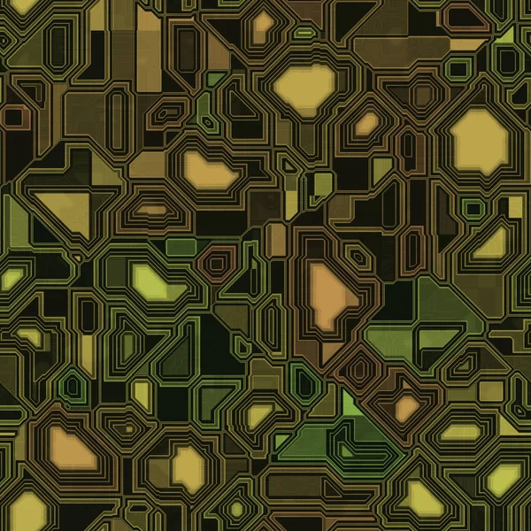 Teknoloji Fütüristik Bilgisayar Dijital Şekilleri Yeşil Sarı Arkaplan Kusursuz Geometrik — Stok fotoğraf
