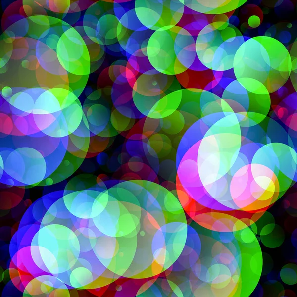 彩虹明亮的霓虹灯在黑色背景上以绿色 黄色和粉色无缝图案出现气泡 生日设计 可用于包装纸或织物设计 — 图库照片