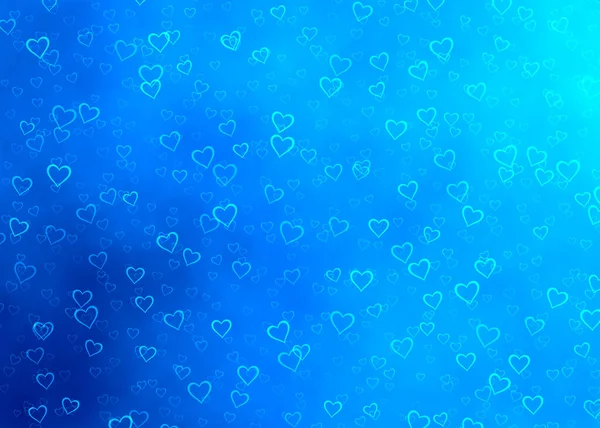 Abstract Cloudy Gradient Blue White Background Many Falling Hearts Valentine — Stock Photo, Image