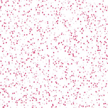 Düşen küçük kırmızı kalp yağmuru, beyaz arka planda pürüzsüz desen, Sevgililer Günü kartı