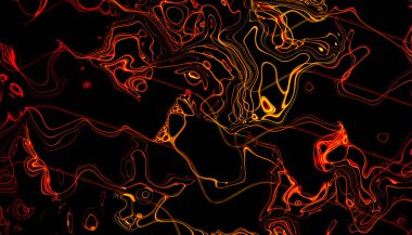 Siyah arkaplanda soyut turuncu yol çizgileri