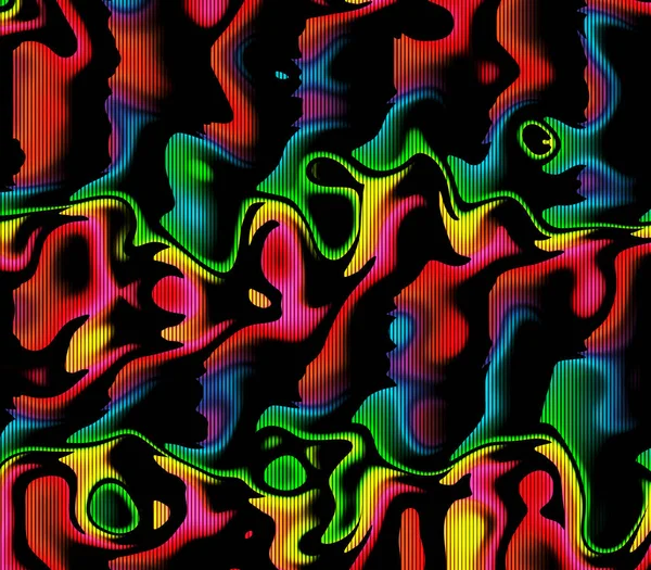 Abstracte Psychedelische Fluorescerende Graffiti Muur Verjaardag Verpakking Golvend Ontwerp Neon — Stockfoto